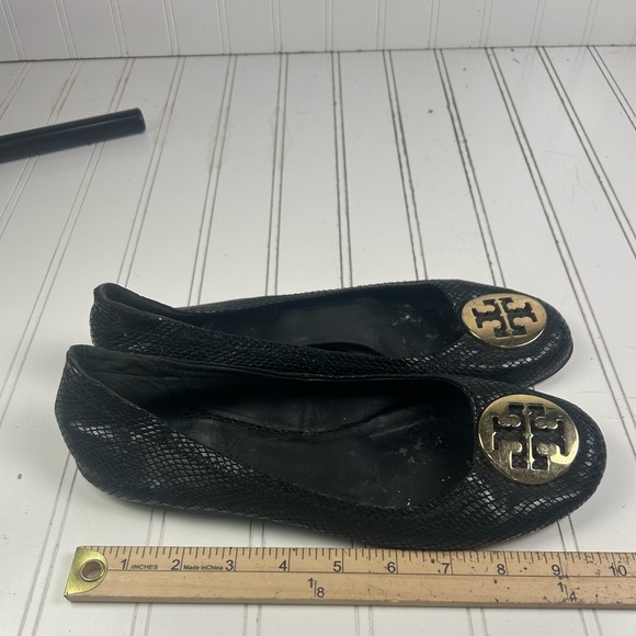 Tory Burch Black Python Embossed Leather Reva Ballet Flats Women’s Size 9.5-10 - Picture 8 of 8